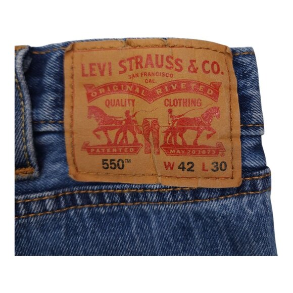 Levis Mens 550 Relaxed Fit Blue Jeans W42 L30 Denim Classic Straight Leg - Picture 4 of 10